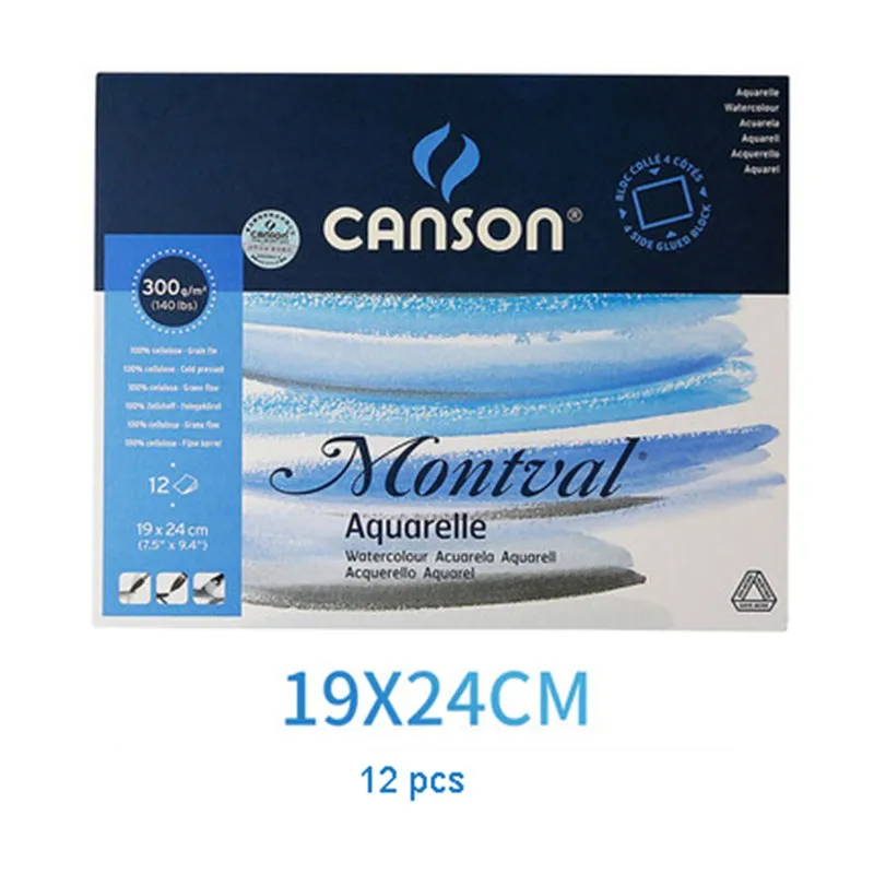 Canson 300 г/м2 Акварельная бумага для рисования акварелью 8 к/16 к/32 к 20 листов ручная краска ed краски акварельные блокноты товары для рукоделия - Габаритные размеры: 19x24cm 12 sheet