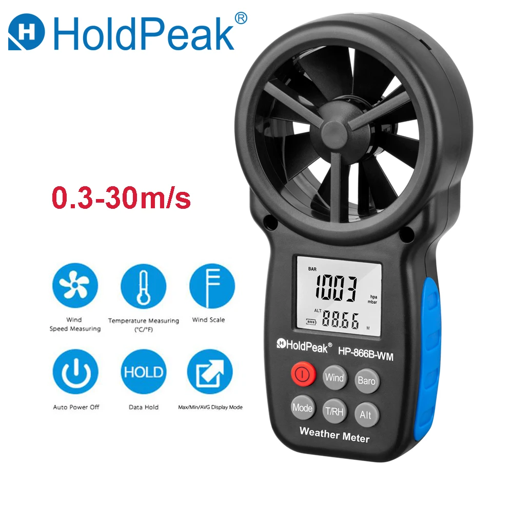 HoldPeak HP 866B WM цифровой анемометр измерение ветра Скорость анемограф ЖК дисплей