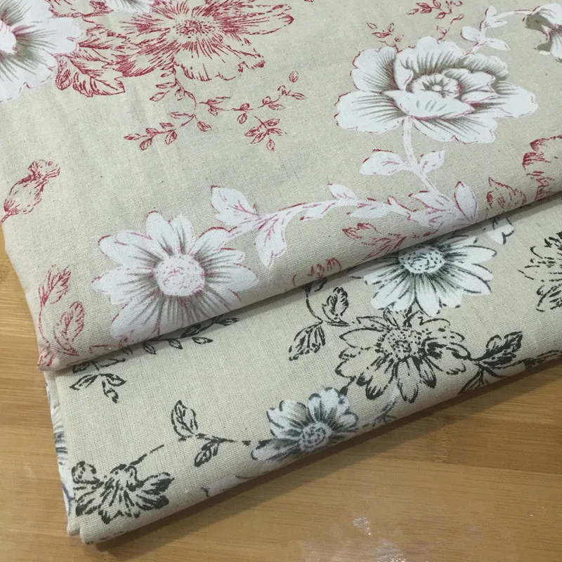50x150 см хлопковая льняная ткань с принтом черные или красные пионы цветы сделай
