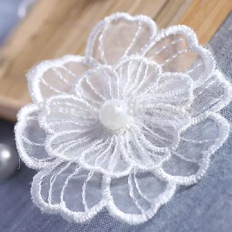

Free shipping 10pcs 6.5CM Handmade Sew On Craft Two Layers Embroideried 3D Wedding Flower Applique Patches