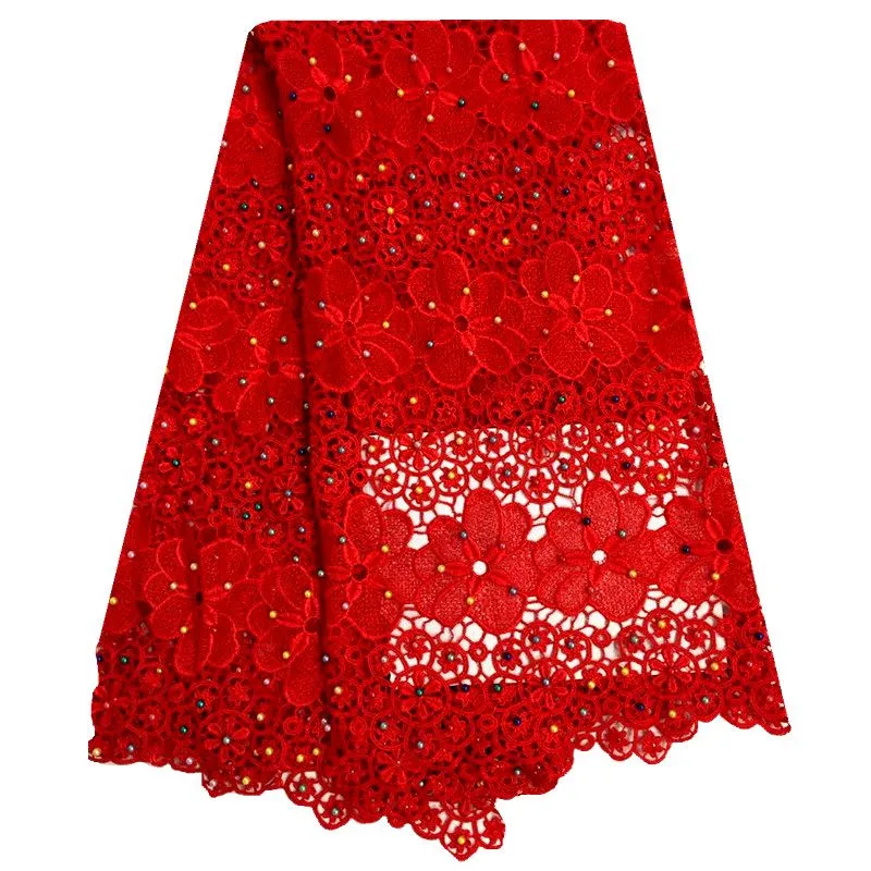 French Net Lace Fabric Red 2018 Latest African Guipure with Embroidery Mesh Tulle Water Soluble Cord | Дом и сад
