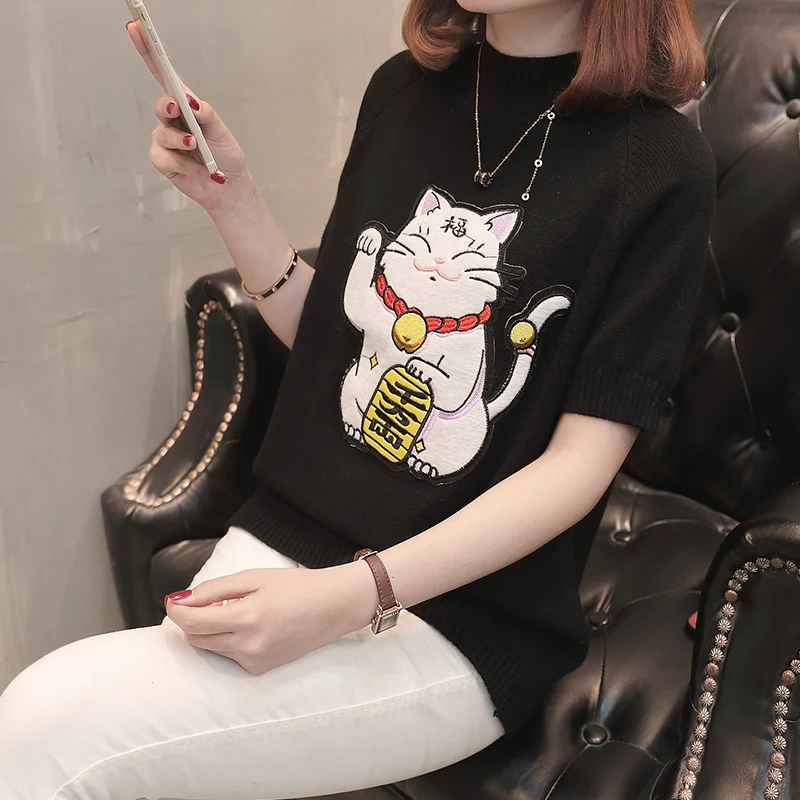 6618 (Hall 8 ranked No. 3 on the new shoot) half sleeve cat head sweater 37 | Женская одежда