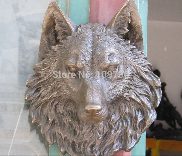 P2022 16 &quotнастенные бронзовые художественные животные голова Волка маска духа Gnoll