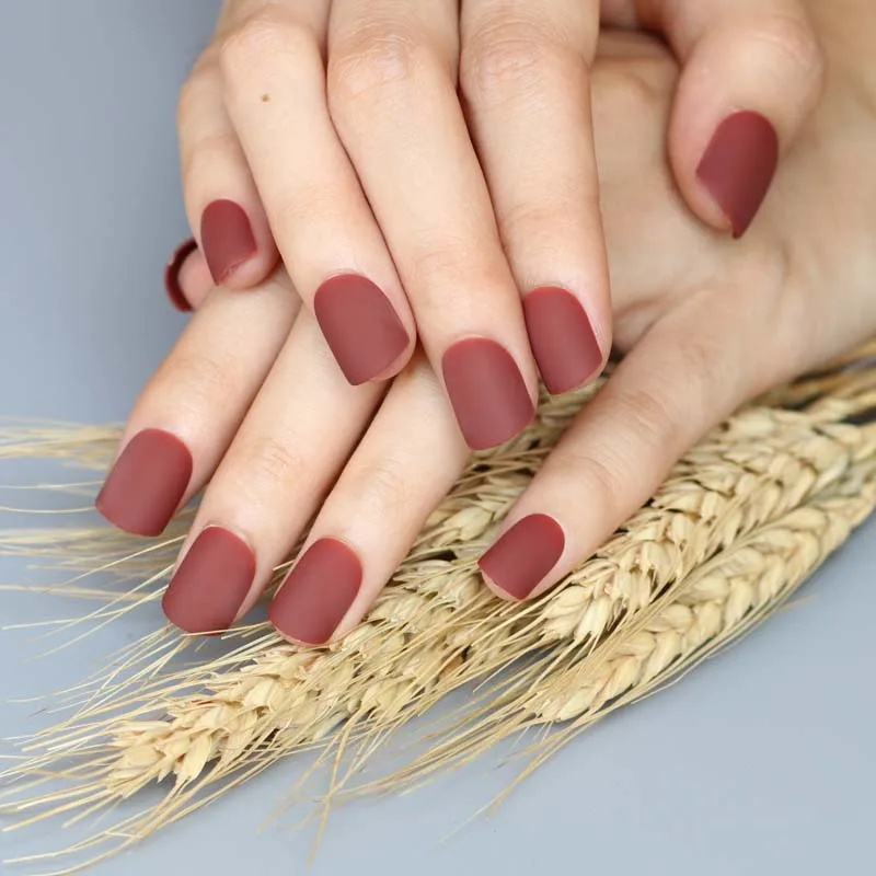 2020 новые модные женские матовые конфетные накладные ногти Короткие круглые