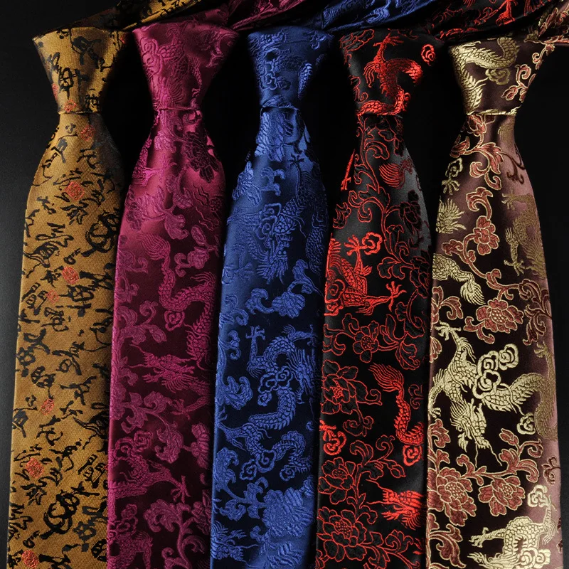 Роскошные мужские шелковые галстуки 9 см модные деловые Ретро Китайский дракон