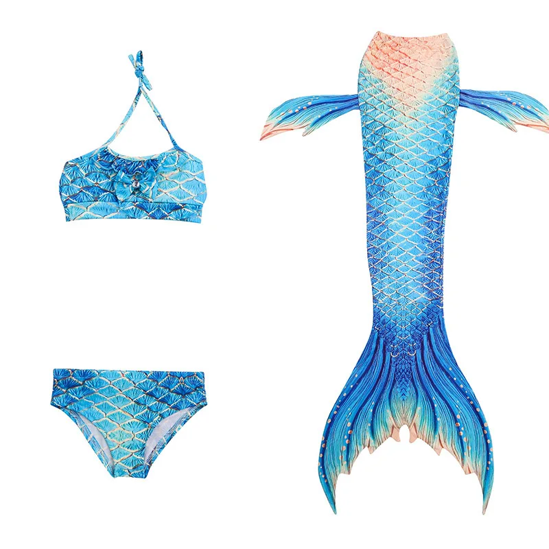 Летний купальник с хвостом Русалочки для девочек Детский костюм косплея