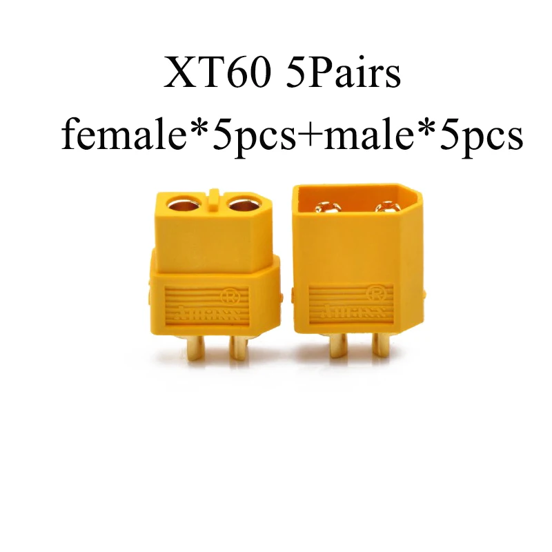 5 Pairs yellow 10 шт. AMASS XT60 XT-60 XT60 Мужской Женский пули Разъемы Вилки черный желтый для RC Lipo батарея 5 пар Квадрокоптер вертолет - Цвет: 5 Pairs yellow