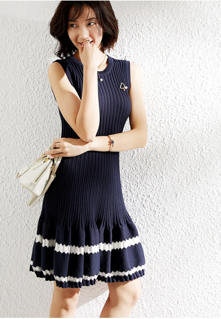 PIXY 100% хлопковое белое Полосатое Платье женское без рукавов трикотажное миди