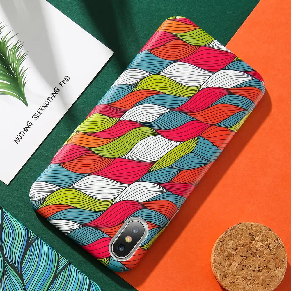 KISSCASE цветной винтажный Плетеный чехол с рисунком для IPhone X XS Max XR 6 7 8 волнистый