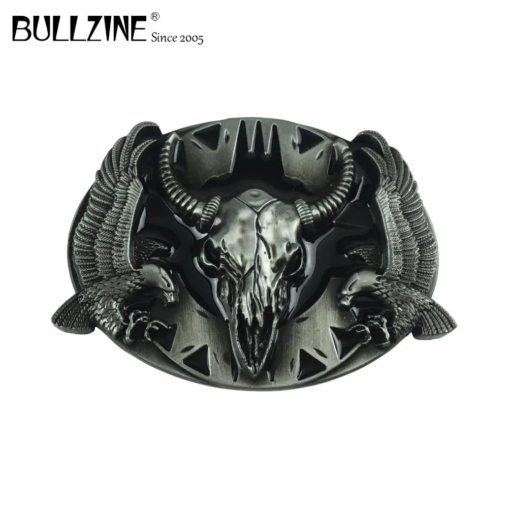 Пряжка для ремня Bullzine с головой быка Орлом ковбойским джинсом подарок Оловянная