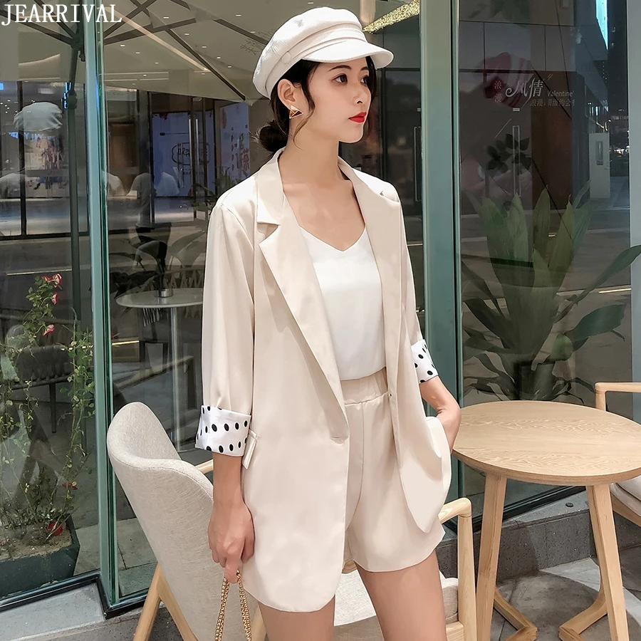 Женский офисный костюм из 2 предметов свободный блейзер с эластичной резинкой на