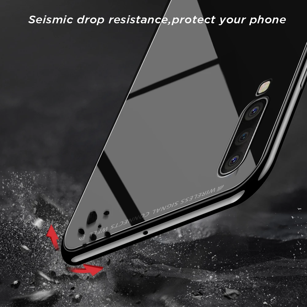 Закаленное Стекло чехол для samsung Galaxy A10 A20 A30 A40 A50 A70 S8 S9 S10 плюс S10e A20e Мягкий Силиконовый ТПУ Жесткий чехол-накладка с рисунком чехол Крышка