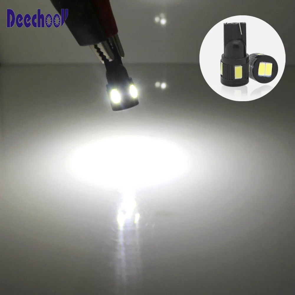 Deechooll 10 шт. W5W T10 Светодиодная лампа 2 88 Вт 5630 6SMD автомобильная для зазора 194 168