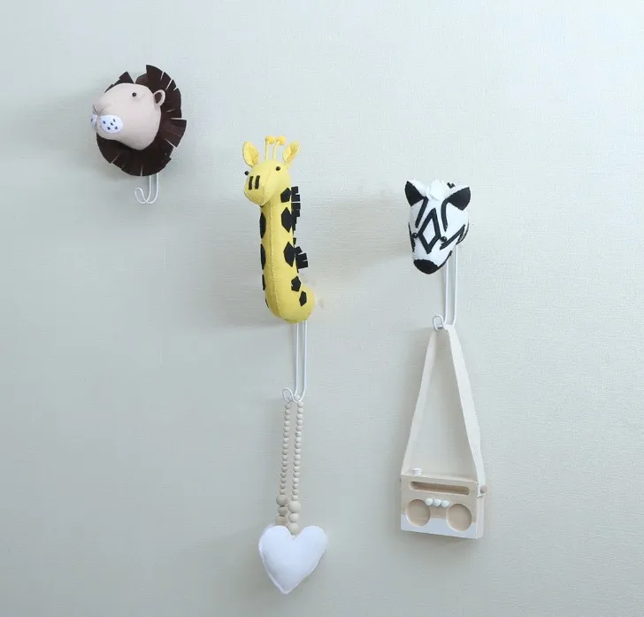 Настенный фетровый тигр/Жираф/Слон/голова льва голова животного с крючком