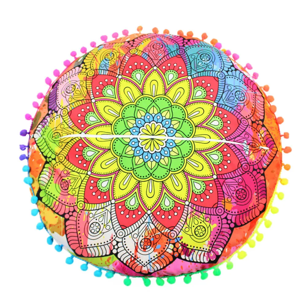 B Gajjar Новинка 43*43 см напольные подушки с индийской мандалой круглые Boho Чехлы для подушек текстильный чехол для подушек Прямая поставка - Цвет: B