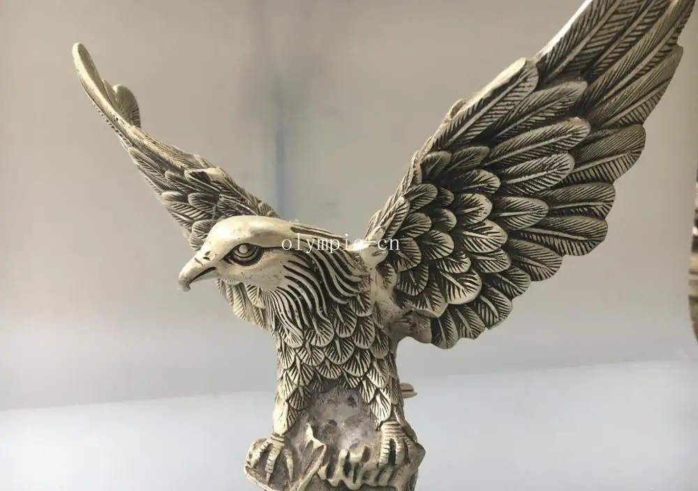 9 ''тибетская бронзовая Серебряная резная зверь животное птица
