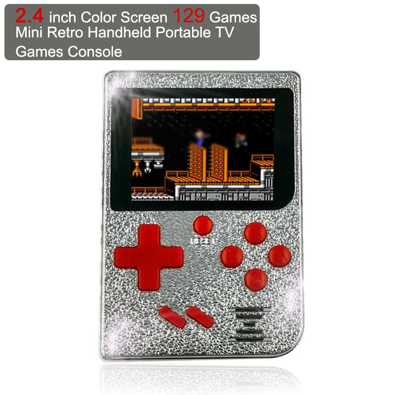129 игры ретро мальчик 2,4 дюймов цветной экран портативная игровая консоль поддержка ТВ выход