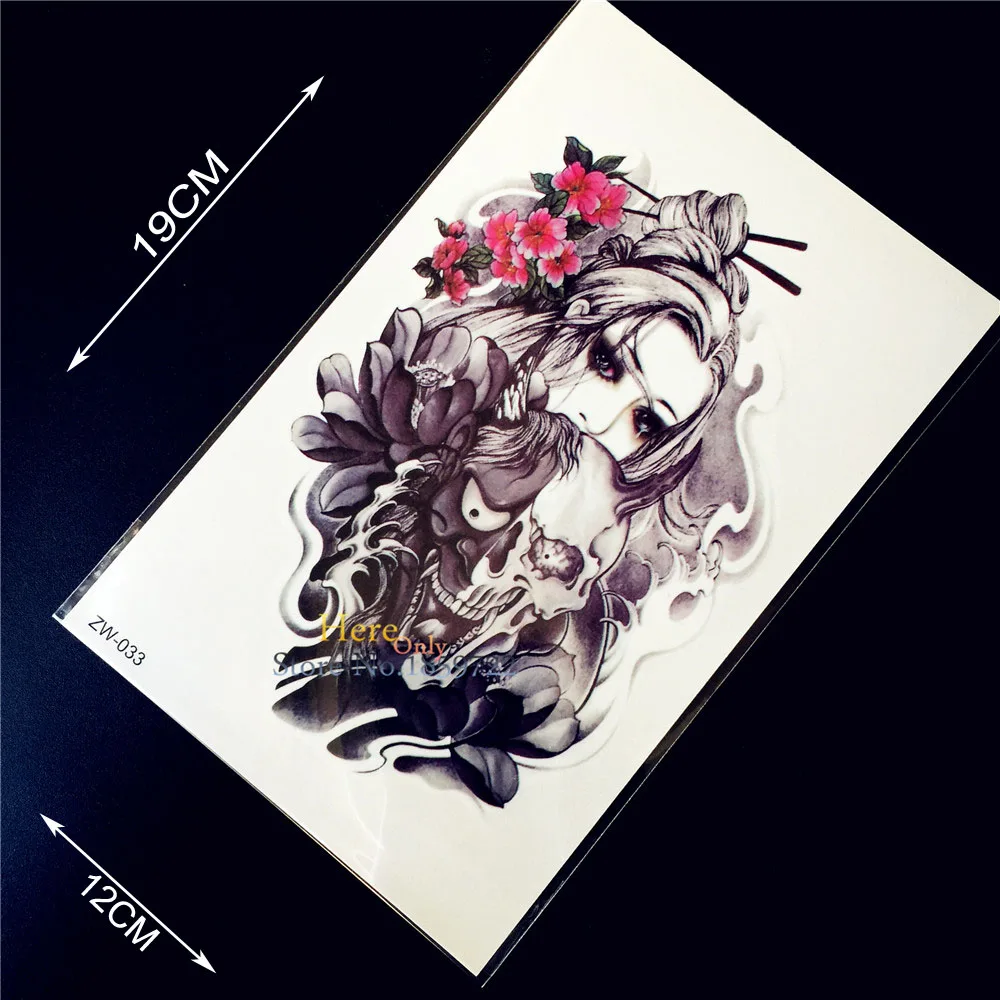 

1PC 3D Sexy Women Water Transfer Removable Tattoo Stickers HZ33 Skull Girl Punk Tattoo Paste Body Arm Legs Shoulder Chest Tatoo