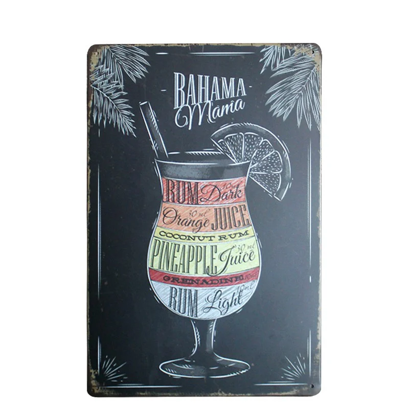 Mojito мартини водка винтажная металлическая вывеска домашний бар паб декоративные тарелки пиво Искусство Живопись Рикард наклейки на стену декор 30*20 см A112 - Цвет: 13