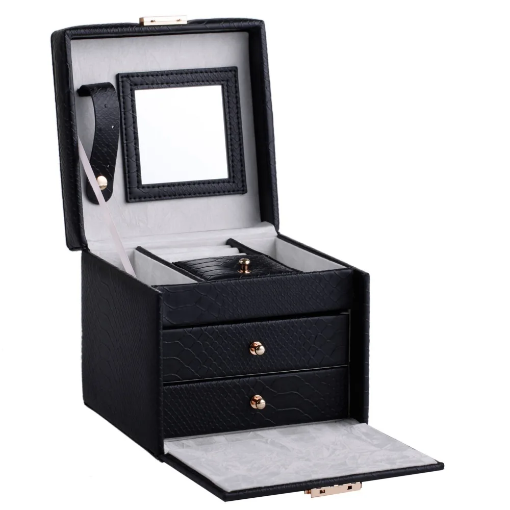 Зеркальная коробка для ювелирных изделий из искусственной кожи