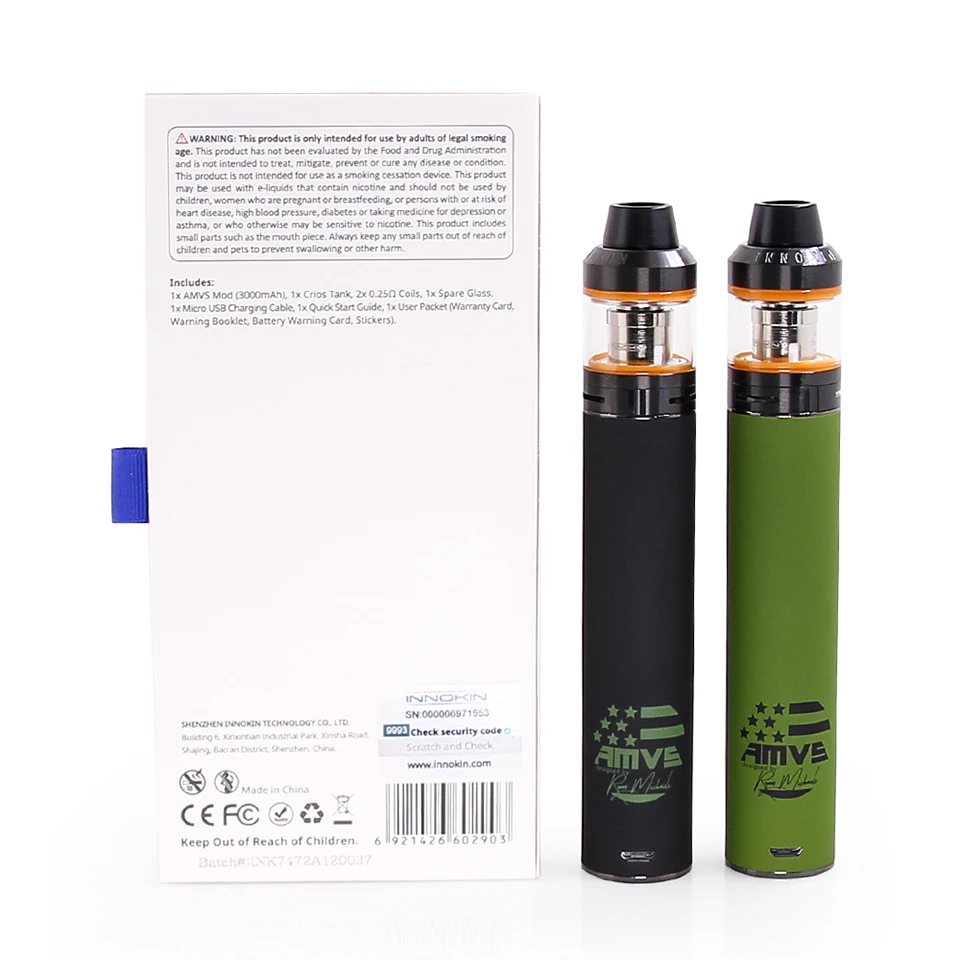 100% оригинал Innokin amvs Starter Kit с 4 mlcrios бак 3000 мАч Встроенная аккумуляторная прямо на