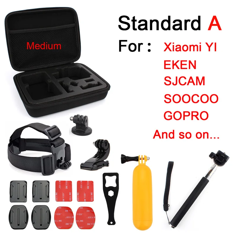Standard A Набор аксессуаров для Gopro go pro hero 6 5 4 3 комплект крепления для SJCAM для xiaomi mijia для yi 4k eken h9 Экшн-камера - Цвет: Standard A
