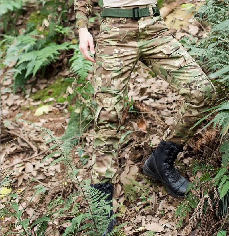 Военные тактические брюки, камуфляжные брюки-карго, мужские рабочие брюки SWAT, армейские охотники, боевые CS, боевые брюки и наколенники - Color: CP