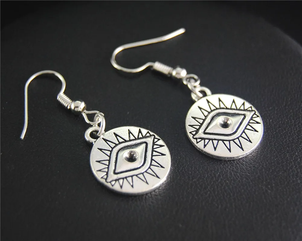 1 пара (2 шт.) тибетские серебряные серьги подвески в виде круглых глаз ручной