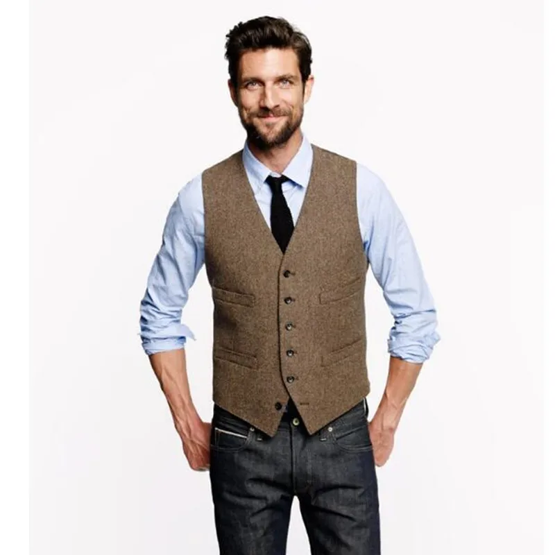 Новый твидовый жилет для мужчин винтажный летний зимний Приталенный жениха
