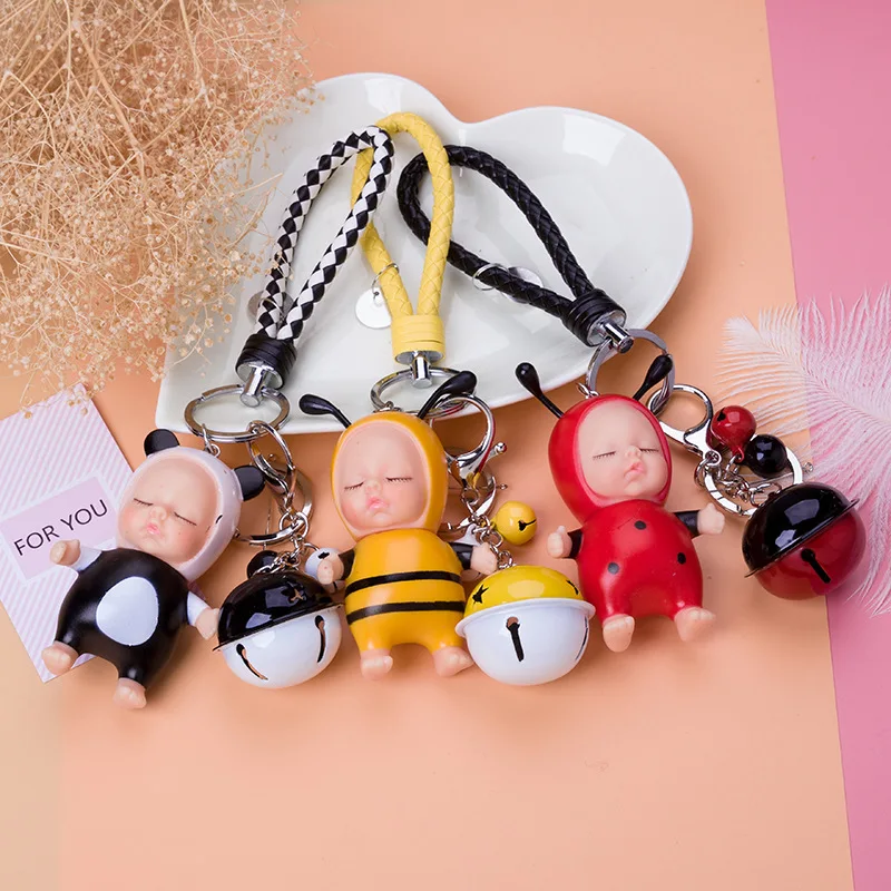 Ручная кожаная веревка bellSleeping Baby Bee плюшевые брелки из искусственного меха кролика женские сумки Подвеска для автомобиля брелок ювелирные изделия