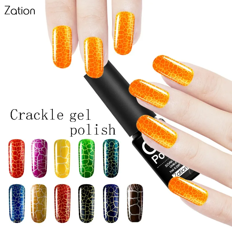 Zation ноготь с эффектом трещин лак кракелюром УФ гель для ногтей Светодиодная