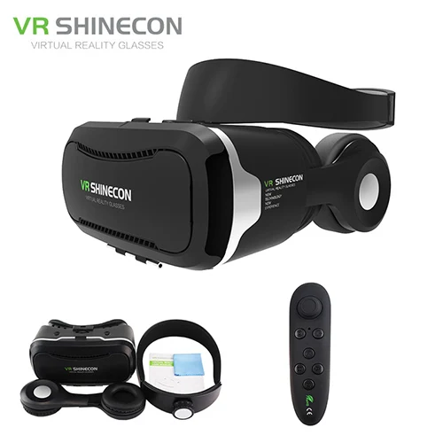 with black gamepad VR Shinecon 4,0 стерео Google Cardboard 3D очки смартфон Виртуальная реальность 360 шлем гарнитура для 4-5,5 'для мобильного - Цвет: with black gamepad