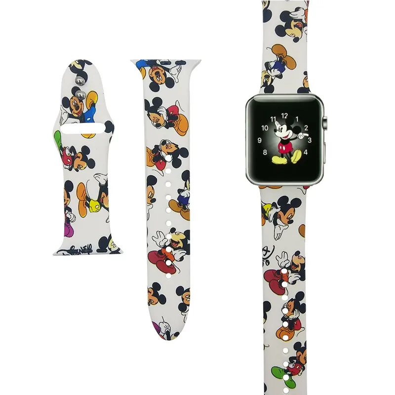 Модные Мультяшные силиконовые часы ремешок для iwatch 38 мм 42 40 44 высококачественные