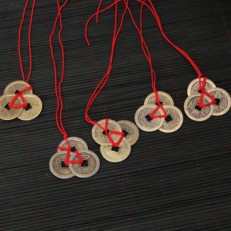 Китайские монеты удачи фэн шуй счастливые I ching с красной струной|Ювелирная