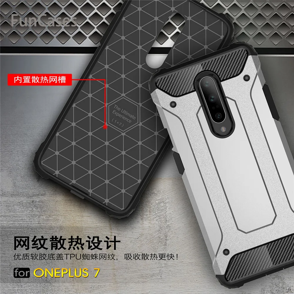 Для Oneplus 7 чехол Роскошный Жесткий Прочный Hybrid Броня силикон тонкий ТПУ плотный