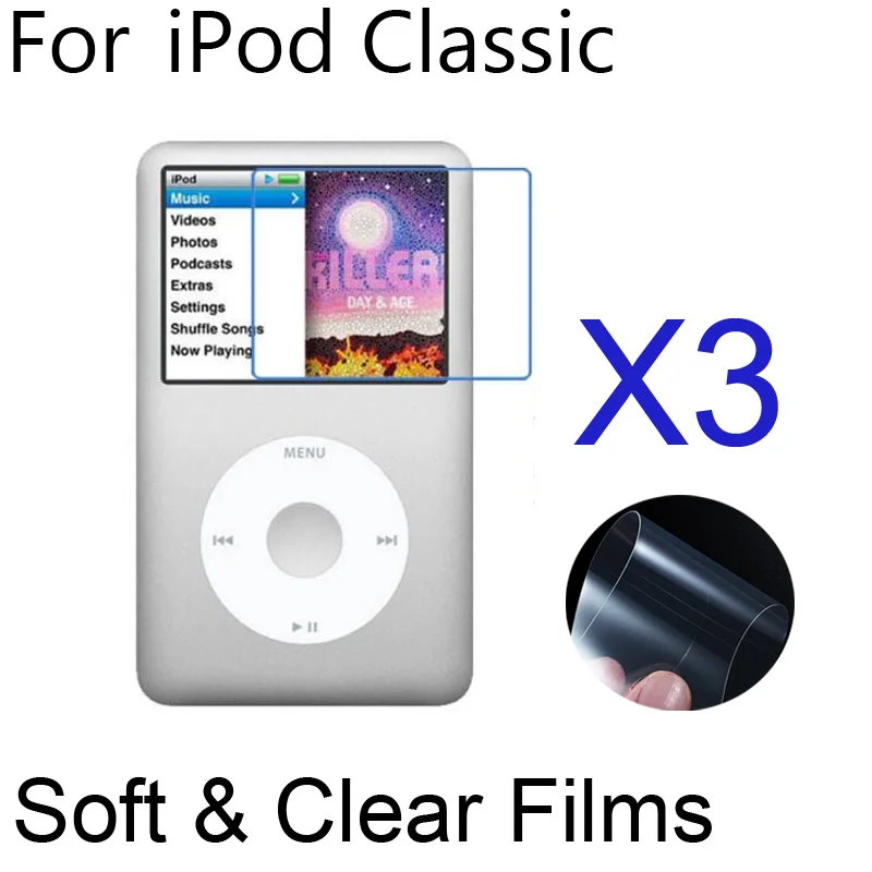 3 шт./лот мягкие HD прозрачные защитные пленки для Apple iPod классические глянцевые