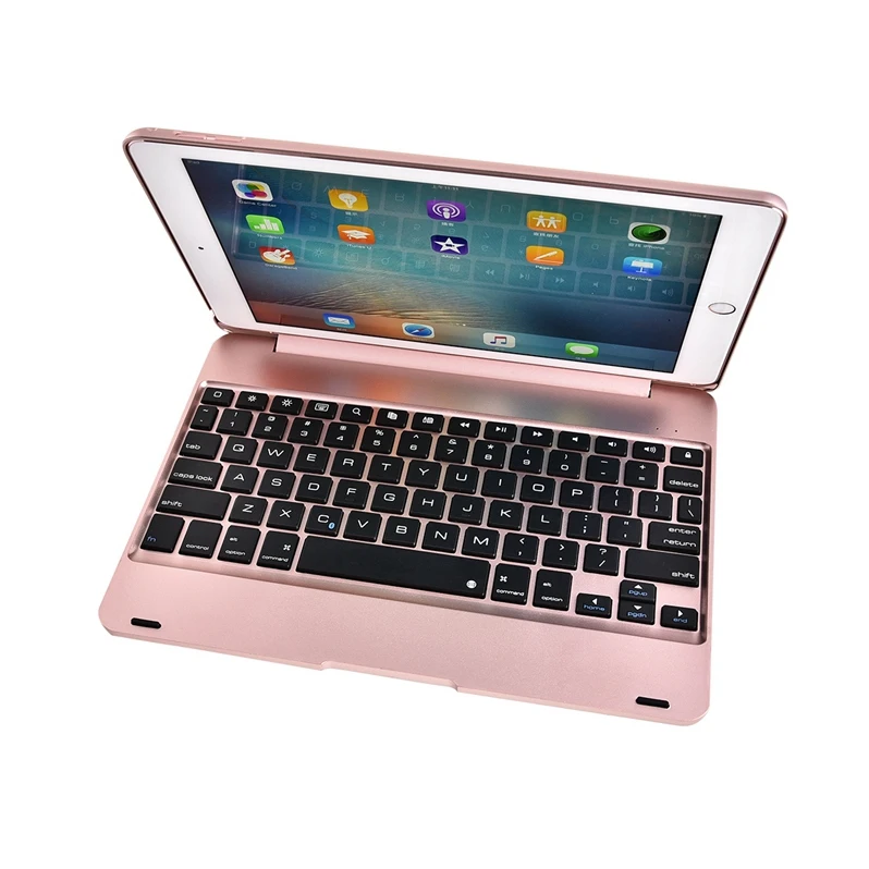 rose gold Клавиатура для iPad Pro, 9,7 дюймов, беспроводная, Bluetooth, тонкая, алюминиевый сплав, для iPad Pro 9,7(), планшет, откидная подставка, чехол+ ручка - Цвет: rose gold