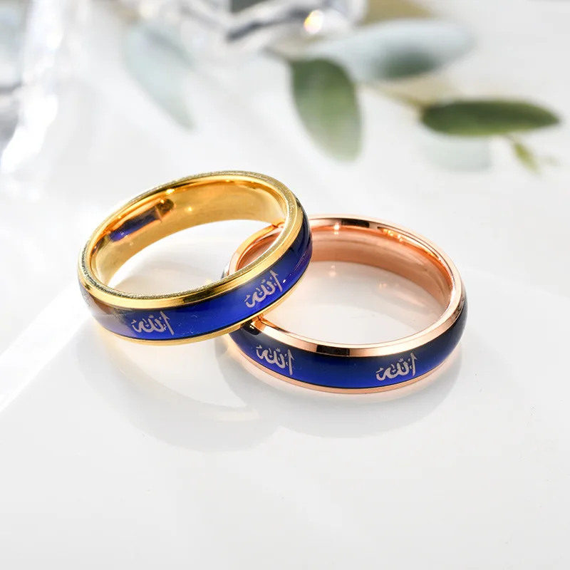 Модное мусульманское кольцо с температурой золотые черные кольца из нержавеющей