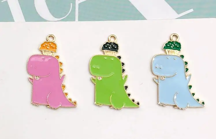 10 шт./упак. с милым динозавром Эмаль Подвески Серьги подвесками сделай сам