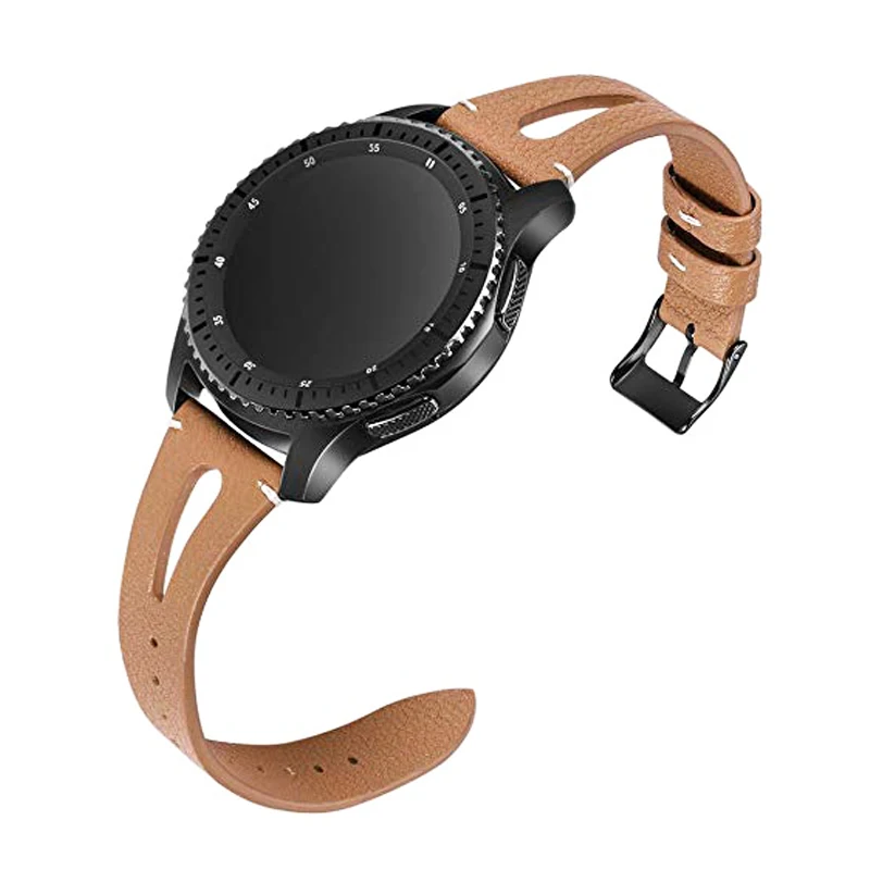 Ремешок из натуральной кожи для huawei watch gt 2 2e браслет смарт часов Samsung galaxy 46 мм S3