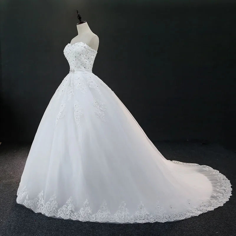 Fansmile настоящие фотографии винтажные кружевные платья Vestidos de Novias Свадебные платья Длинный Шлейф под заказ плюс размер Бальные платья FSM-235T