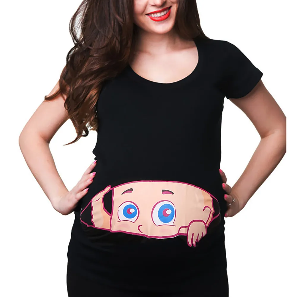 B Maternityбеременных одежда футболка женская короткий рукав блузка для беременных женщин топы для беременных футболка с принтом - Цвет: B