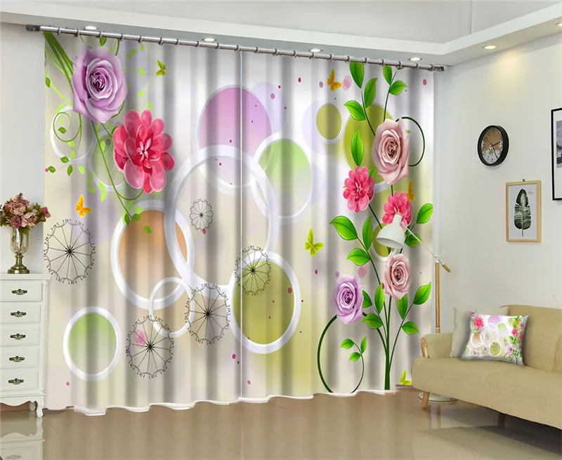 3D затемняющие шторы с красивыми цветами на окна набор для спальни гостиной офиса