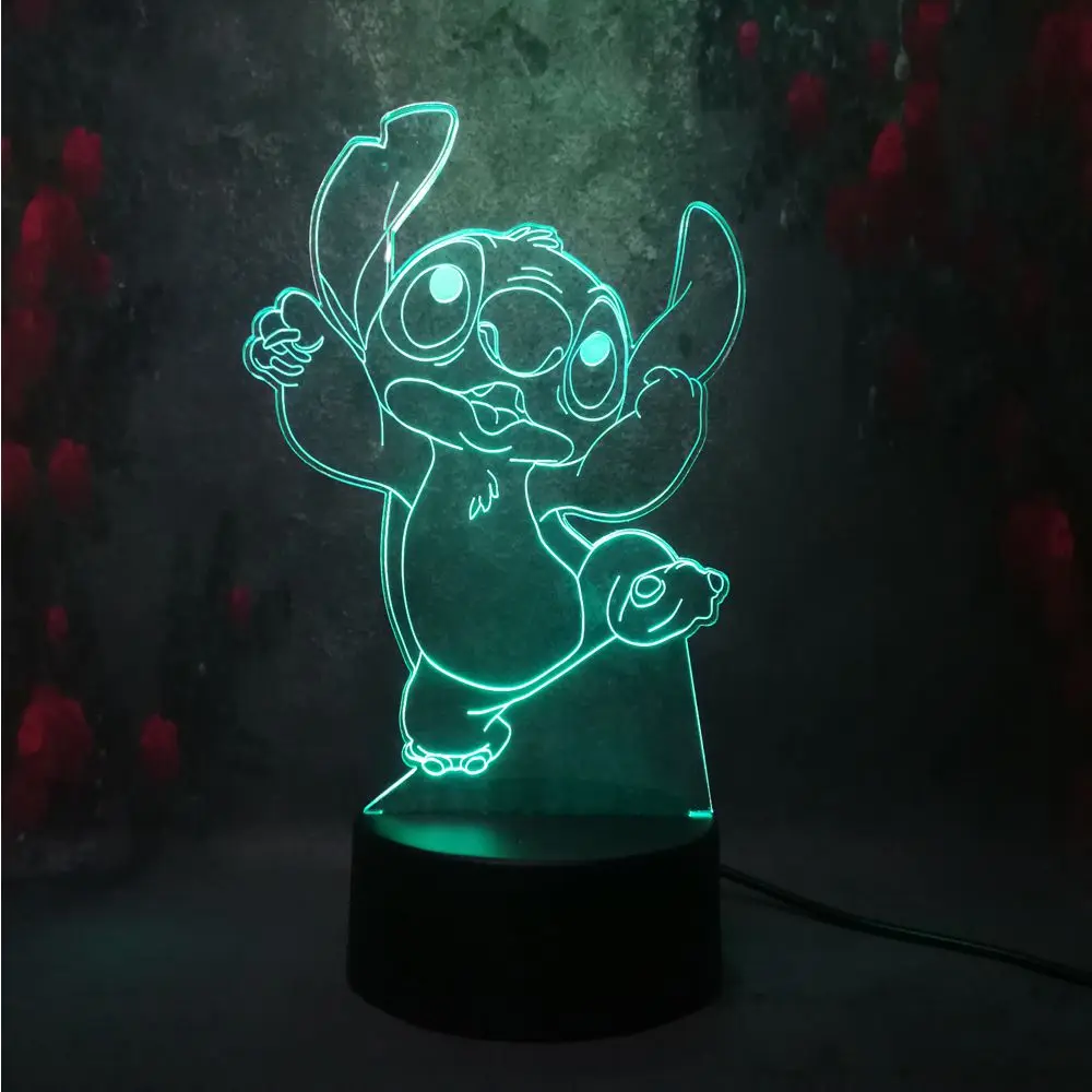 Новинка мультфильм милый стежок на заказ 3D ночник светодиодный 7 цветов Иллюзия детская настольная лампа подарок на день рождения праздник украшения спальни свет