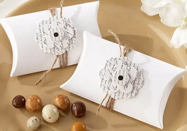 Свадебные подарочные коробки 10 шт. белый коричневый форма подушки Свадебная