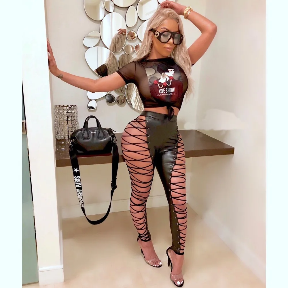 Ruby гардероб Женщины Лоскутная сетки Футболка прозрачный с короткими рукавами и