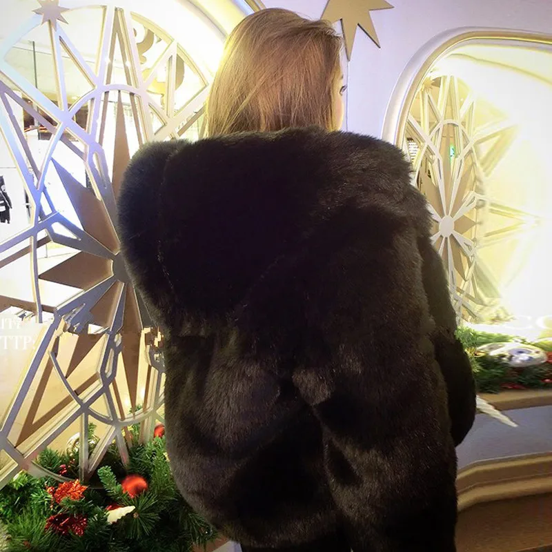 Теплые зимние толстовки пальто из искусственного лисьего меха для женщин