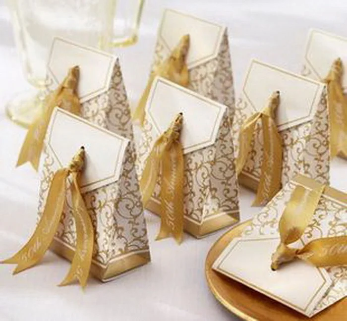 Подарочные бумажные пакеты с золотой лентой 500 шт. для помолвки юбилея свадьбы