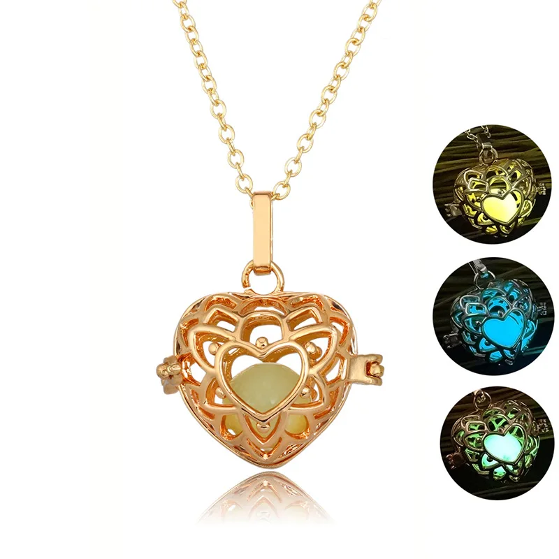 ESERSE светящийся полый кулон в виде сердца для женщин темноте золотой 3 цвета