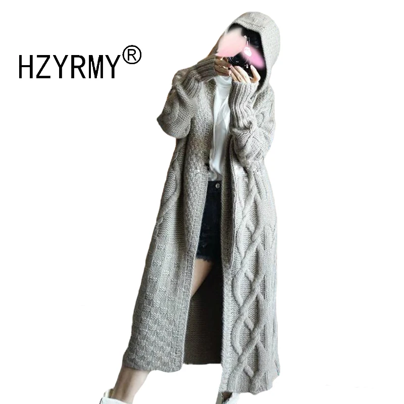 HZYRMY осень-зима Новый Для женщин кашемировое пальто мода с капюшоном воротник